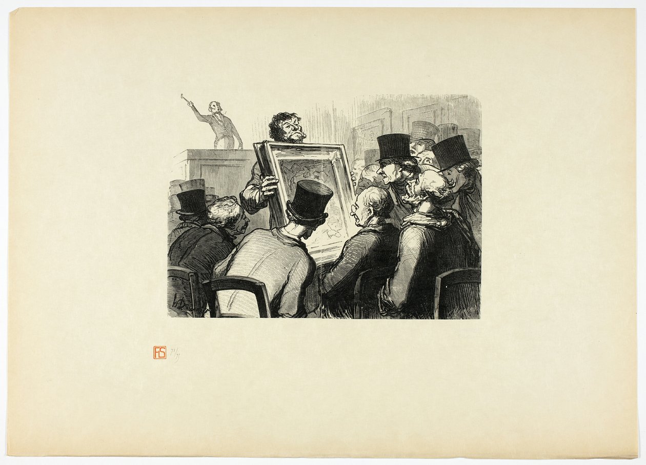 The Art Lovers at the Bouillon Hotel, from Unique Edition of Thirty-Six Woodcuts by Charles Maurand