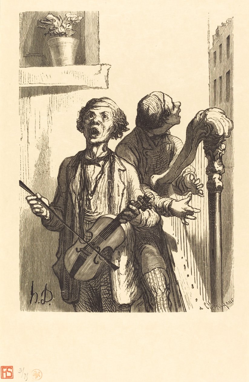 Street Singers by Charles Maurand after Honoré Daumier