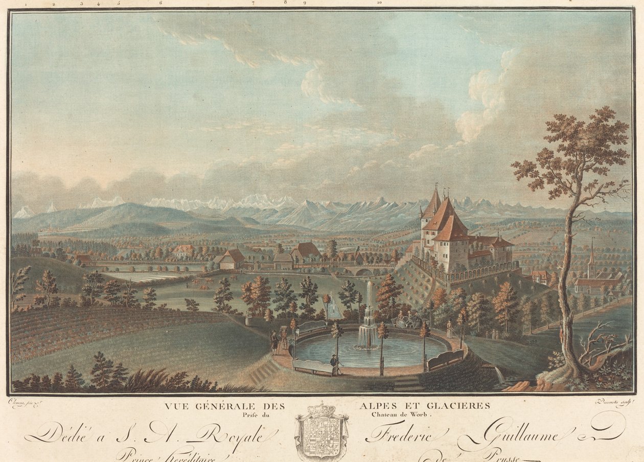 General View of the Alps and Glaciers by Charles Melchior Descourtis