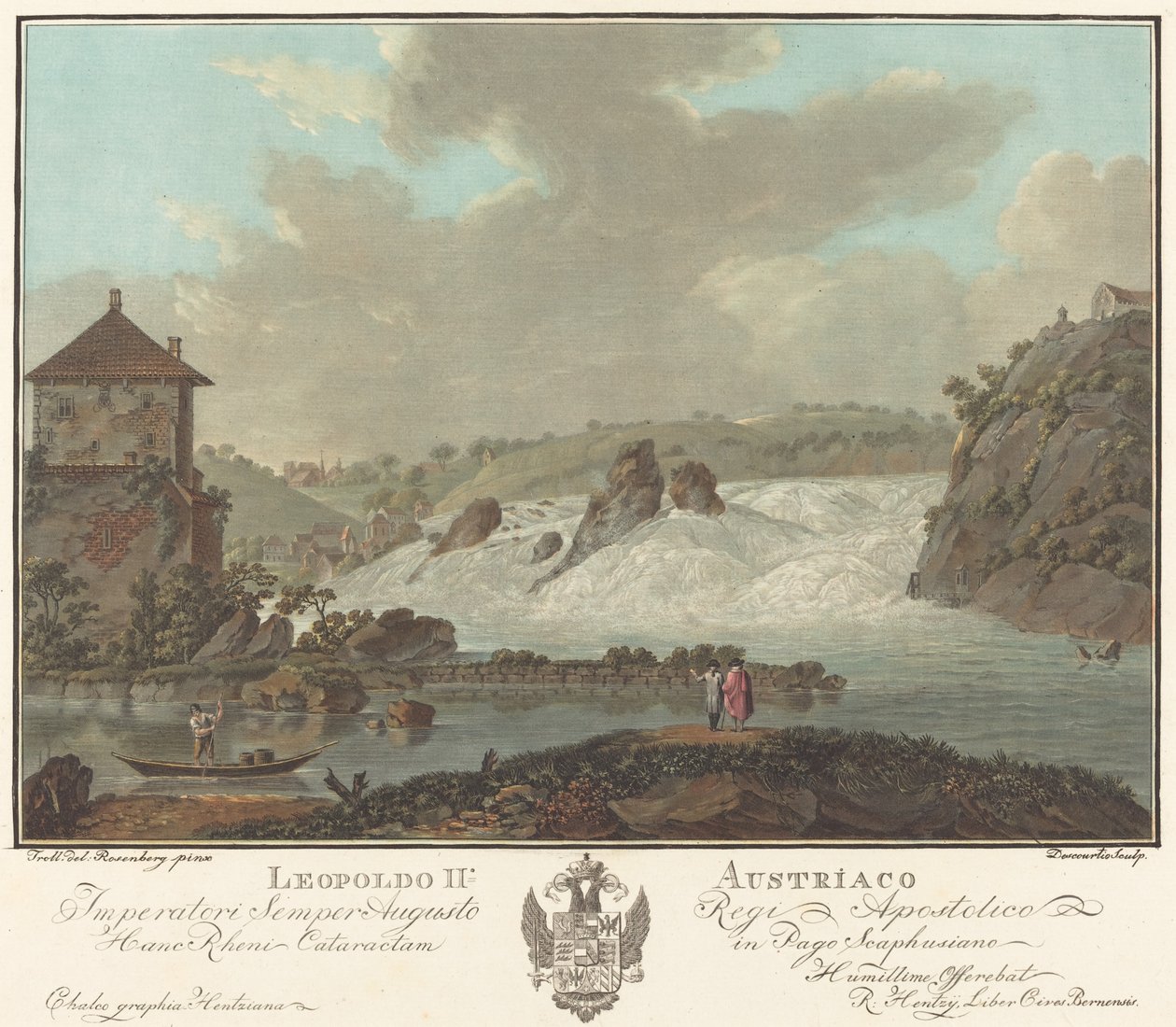 Falls of Schaffhausen by Charles Melchior Descourtis after Friedrich Rosenberg after Johann Heinrich Troll