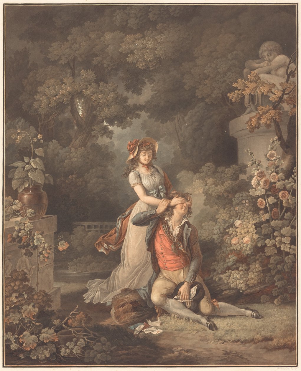 The Surprised Lover by Charles Melchior Descourtis after Jean Frederic Schall
