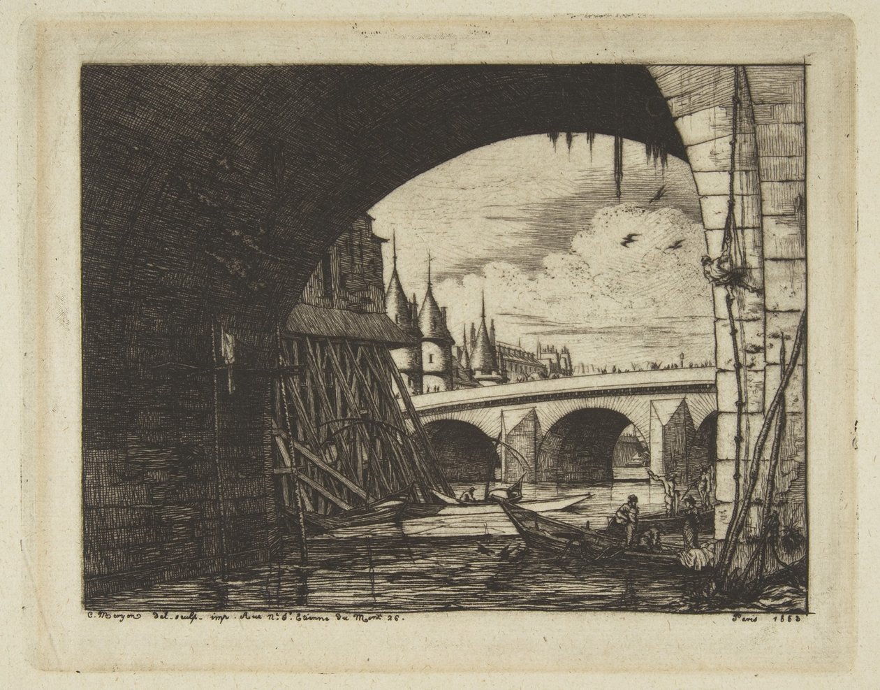 Archway, Pont Notre-Dame, Paris by Charles Meryon