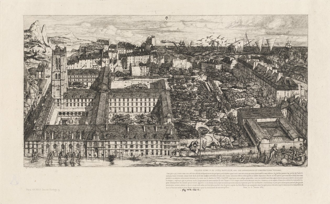 Henry IV College or Napoleon School, Paris by Charles Meryon
