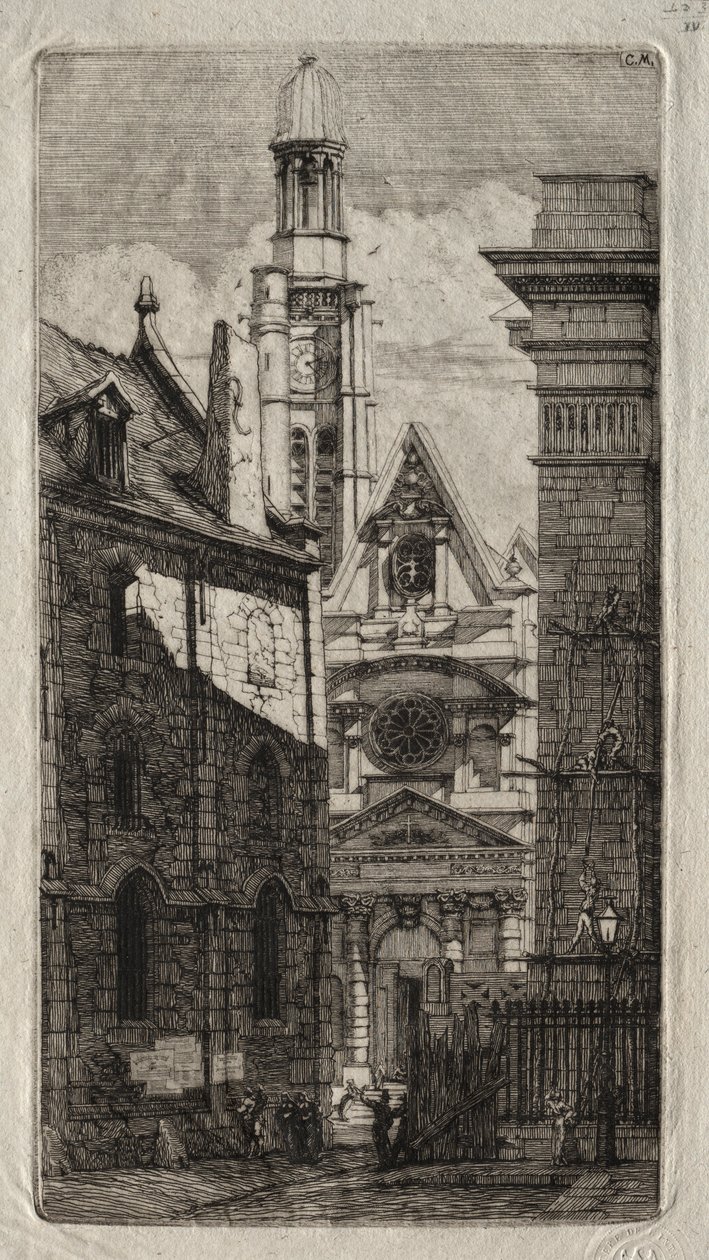 Etchings of Paris: Church of St. Stephen of the Mount, 1852 by Charles Meryon