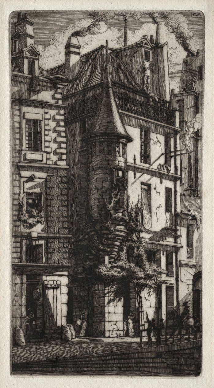 Etchings of Paris: House with a Turret, Weavers Street, 1852 by Charles Meryon
