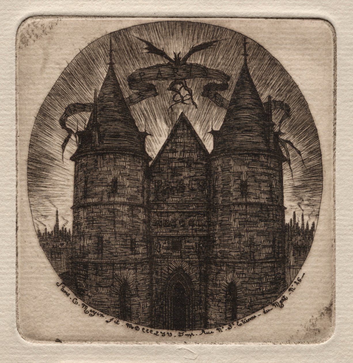 Etchings of Paris: Old Gate of the Palace of Justice by Charles Meryon
