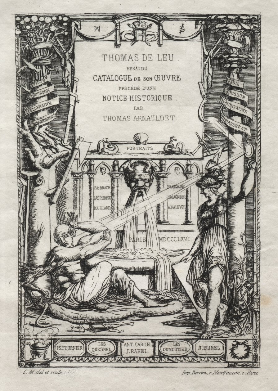 Frontispiece for a Catalogue of the Engravings of Thomas de Leu by Charles Meryon