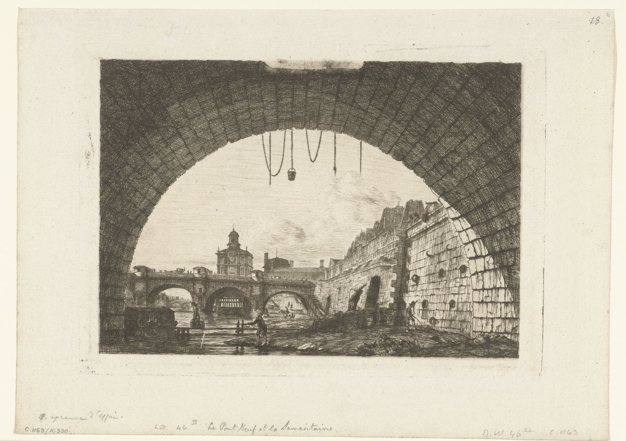 View of Pont-Neuf from Under the Arch of Pont-au-Change in Paris by Charles Meryon