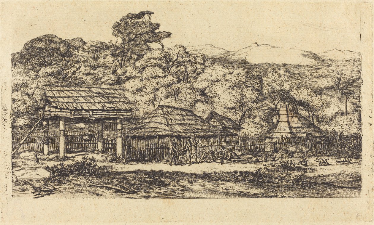 Native Barns and Huts at Akaroa, Banks