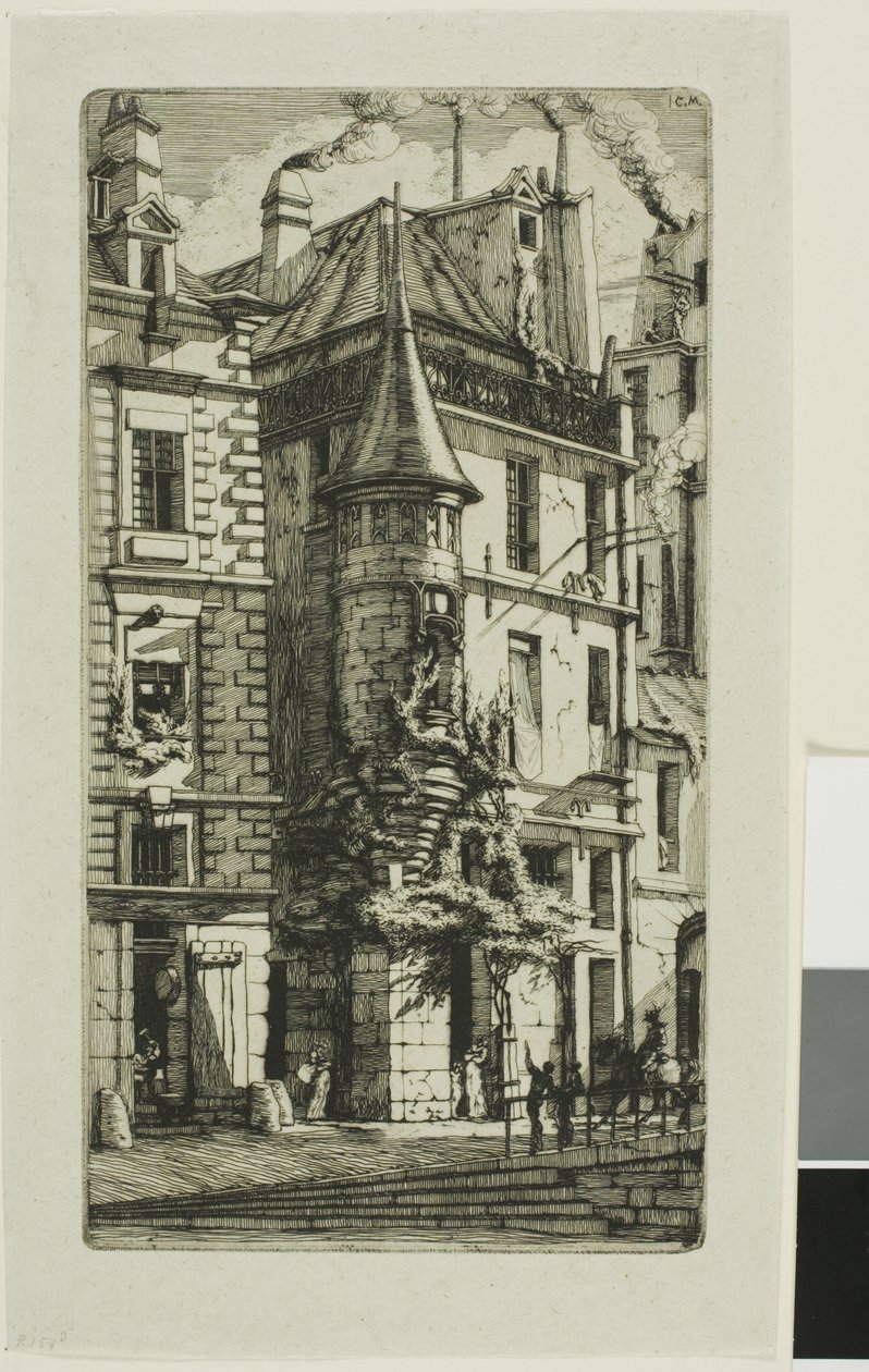 House with a Turret, rue de la Tixeranderie by Charles Meryon
