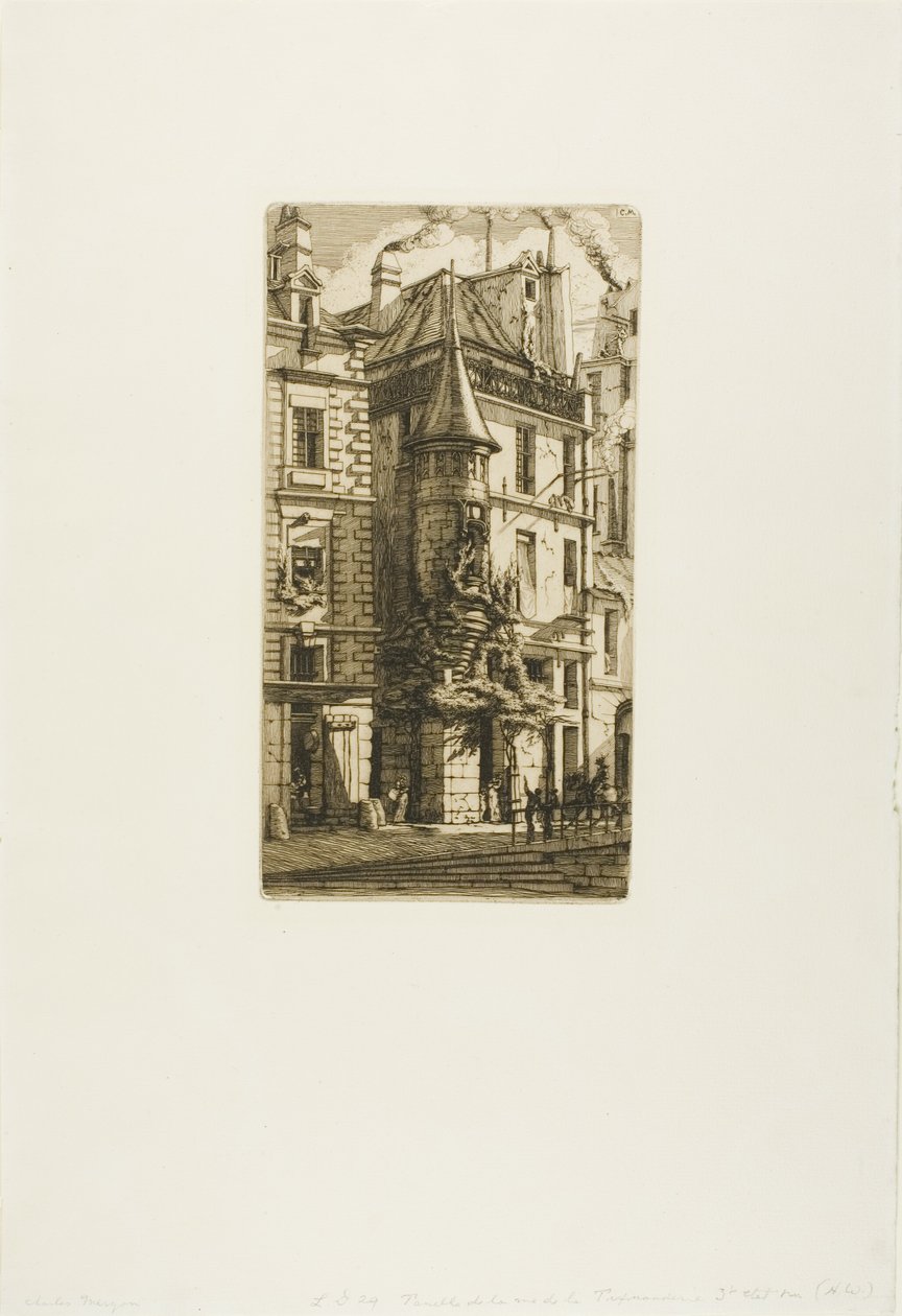 House with a Turret, rue de la Tixeranderie, Paris by Charles Meryon