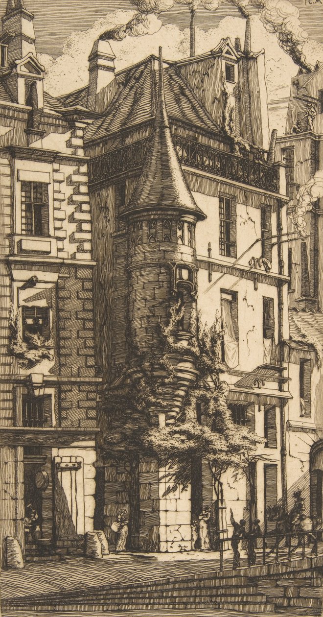 House with a Turret, rue de la Tixeranderie, Paris by Charles Meryon