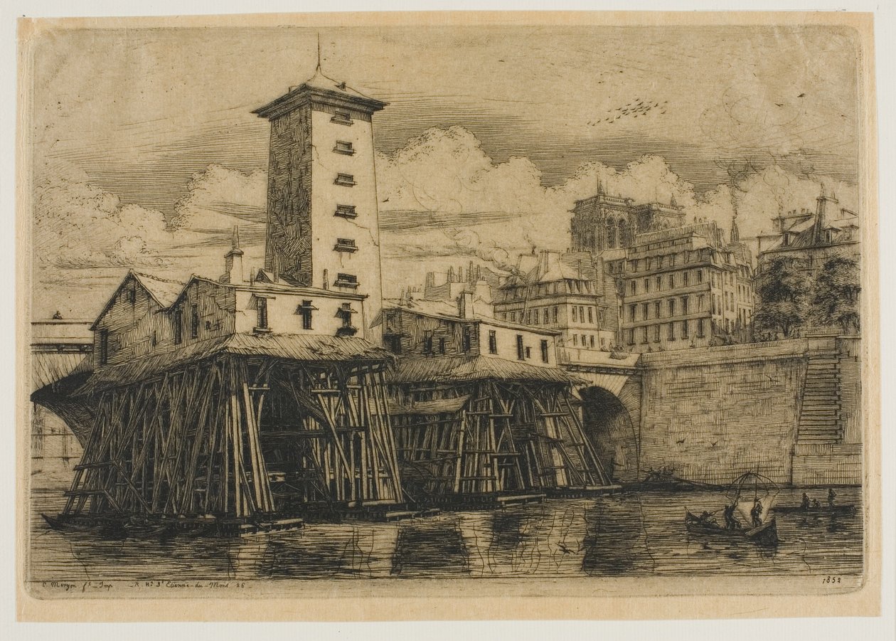 The Notre-Dame Pump, Paris by Charles Meryon