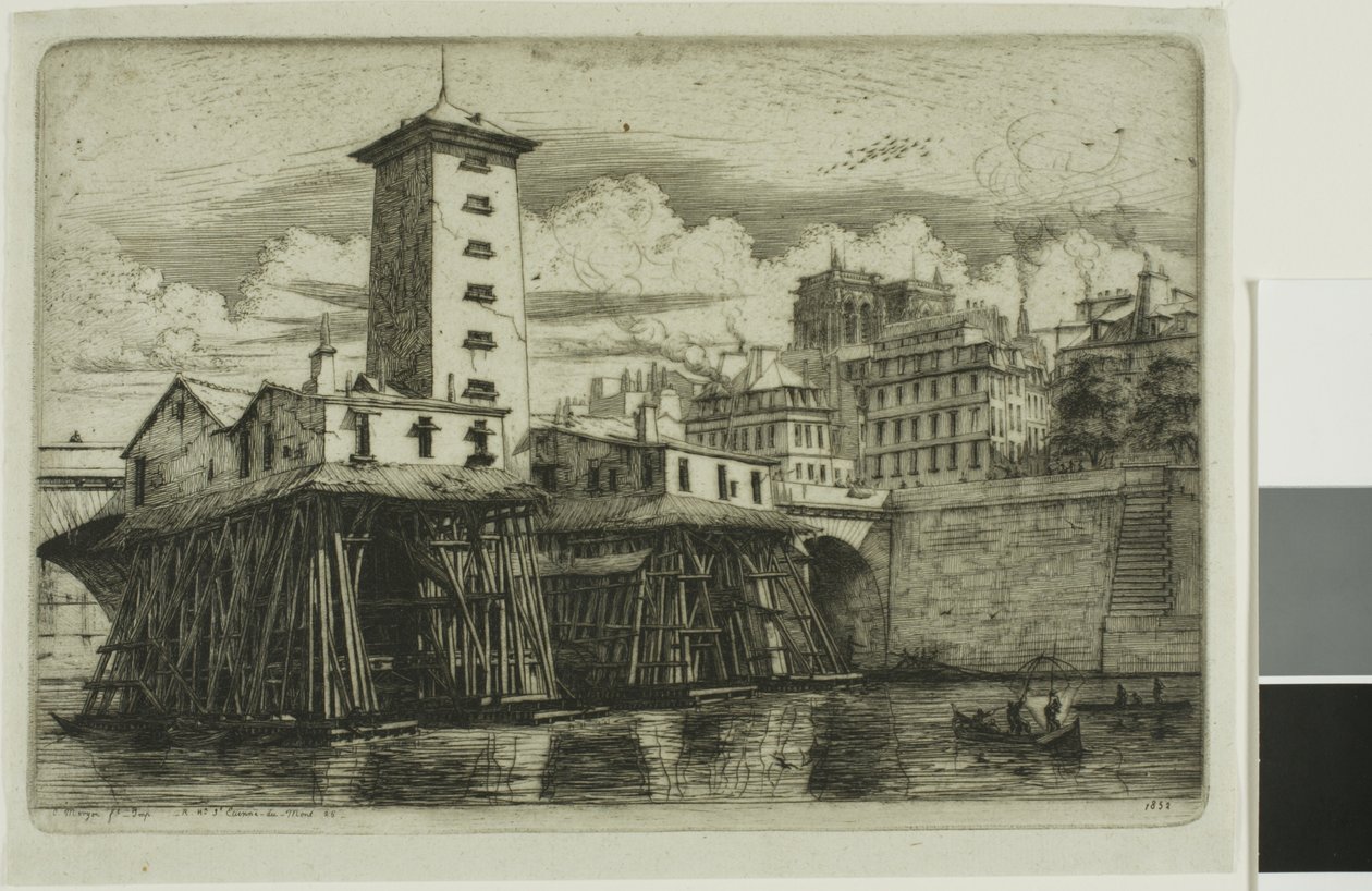 The Notre-Dame Pump, Paris by Charles Meryon