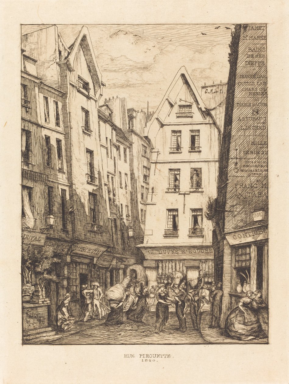 Pirouette Street, Near the Markets, Paris by Charles Meryon