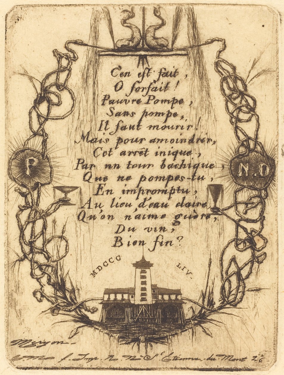 The Notre Dame Pump, Small Plate by Charles Meryon