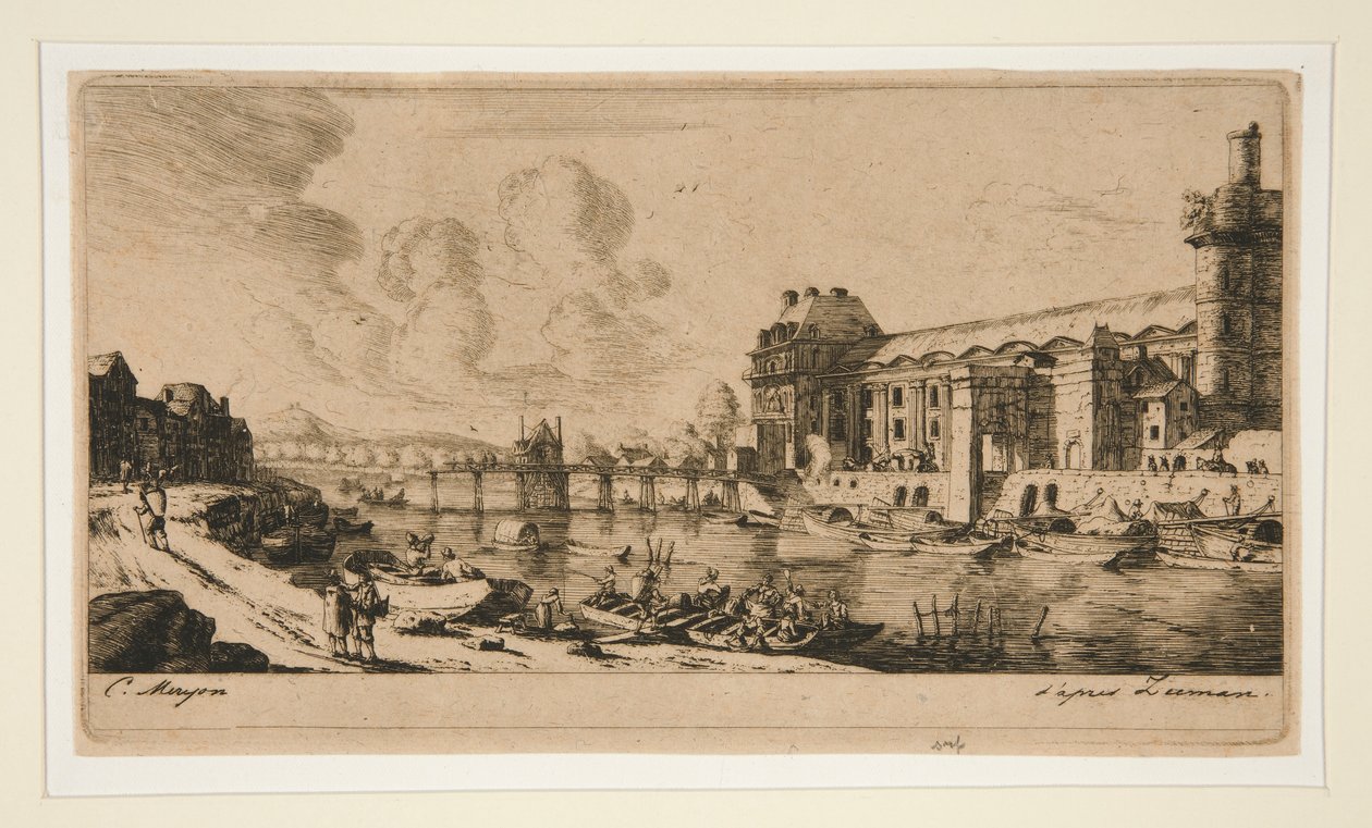 The Pavilion of Mademoiselle and a Part of the Louvre by Charles Meryon