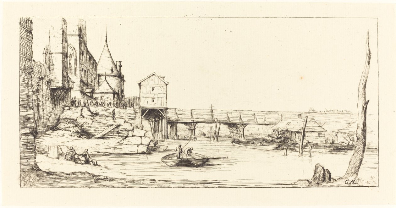 Footbridge, Paris, after the Fire of 1621, 1860 by Charles Meryon