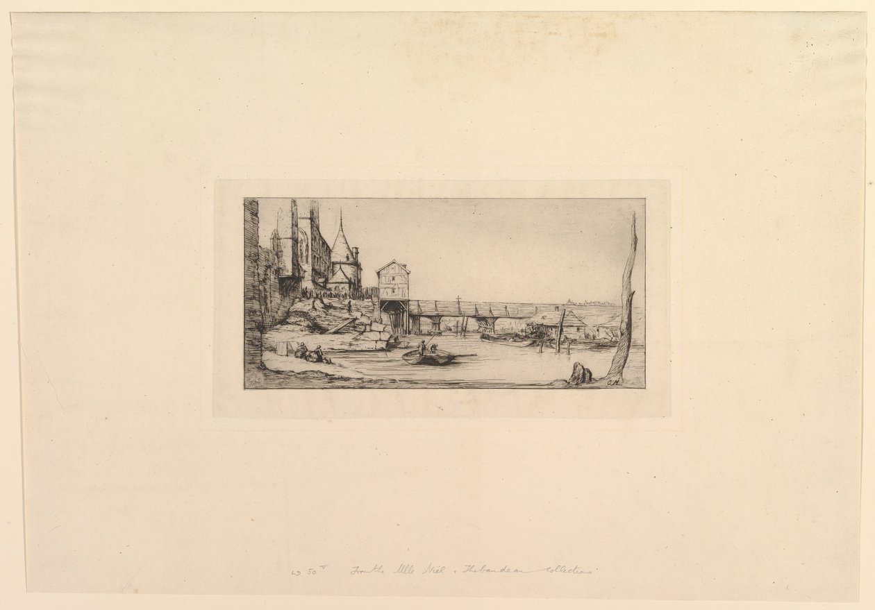 Passerelle du Pont-au-Change after the Fire of 1621 by Charles Meryon