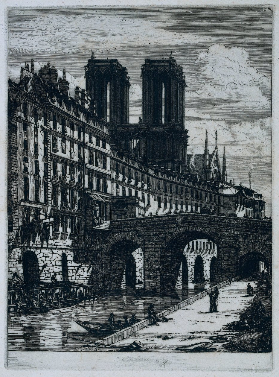 Petit Pont Over the Seine in Paris by Charles Meryon