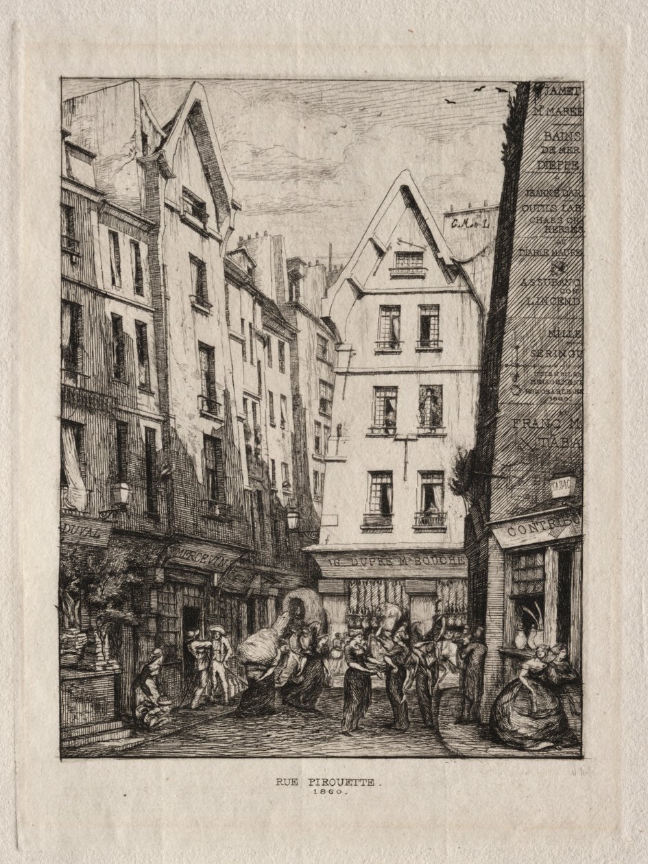 Pirouette Street, near the Markets, Paris, 1860 by Charles Meryon