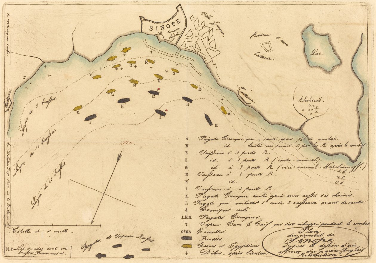 Plan of the Battle of Sinope by Charles Meryon