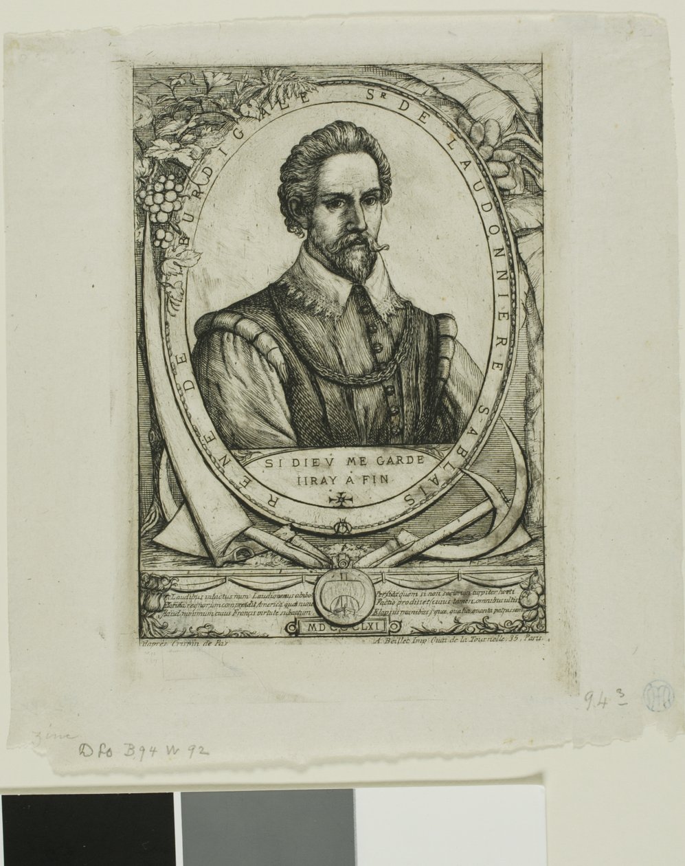 Portrait of René de Laudonnière Sablais (de Burdigale) by Charles Meryon