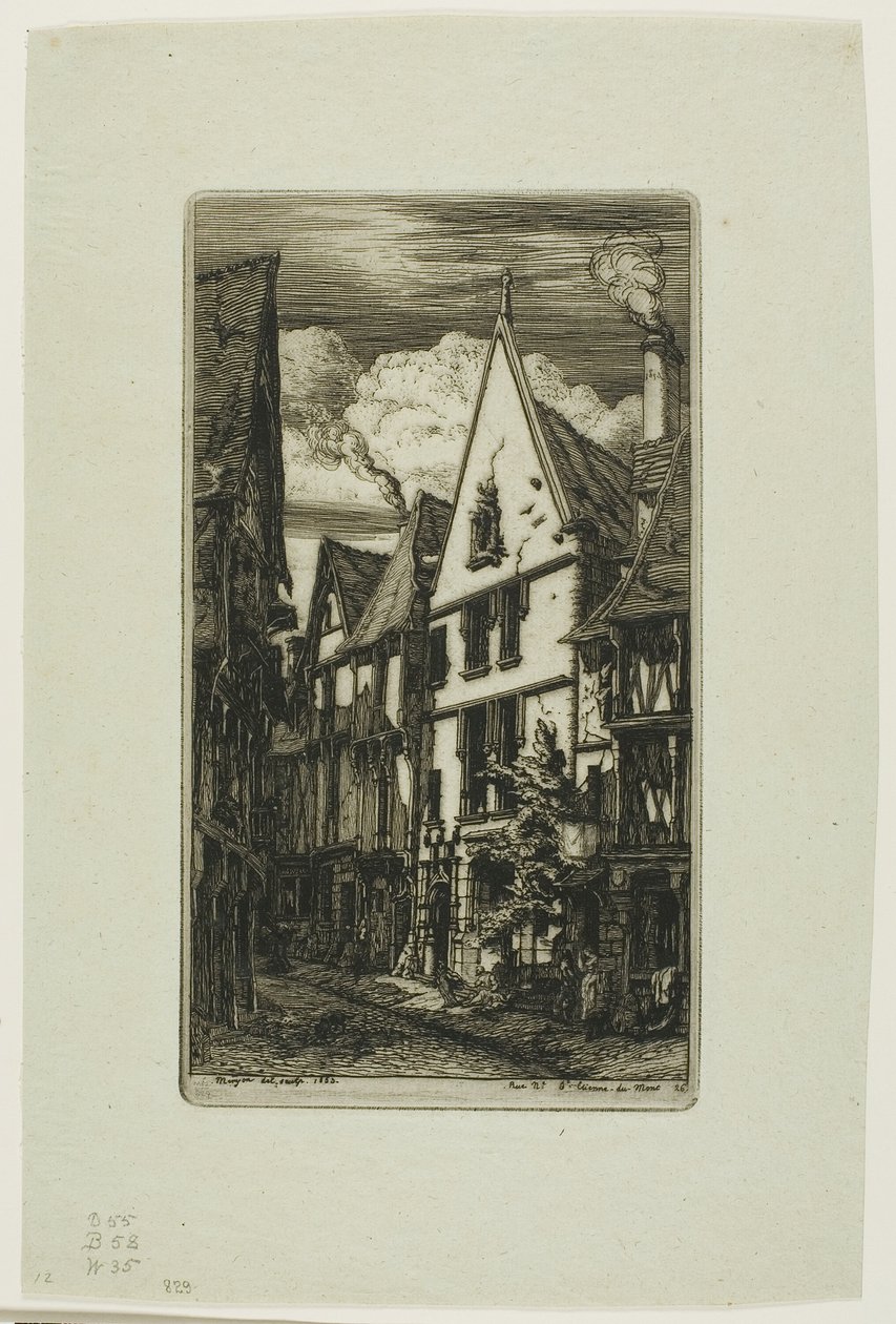 Rue des Toiles, Bourges by Charles Meryon