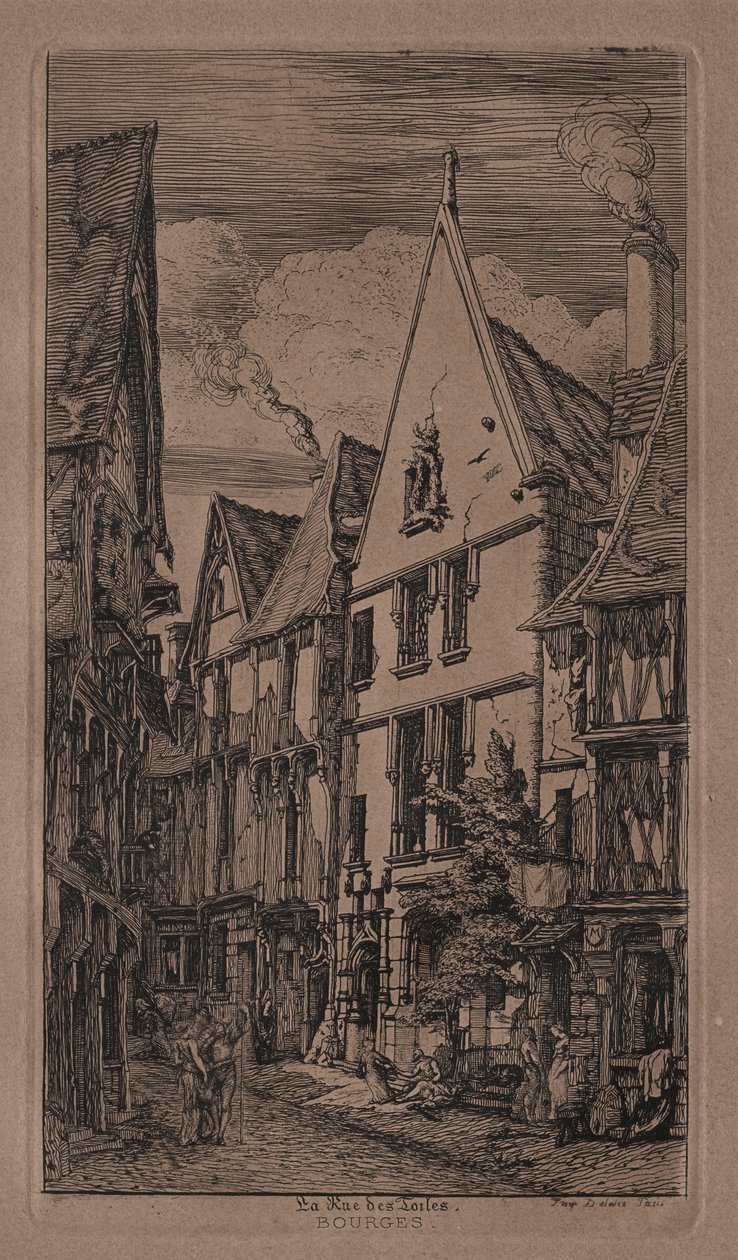 Rue des Toilés, Bourges by Charles Meryon