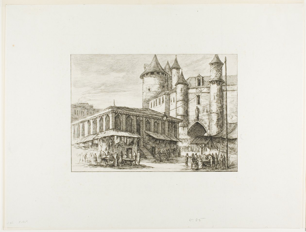 The Grand Châtelet, Paris, c. 1780, after an earlier drawing by Charles Meryon