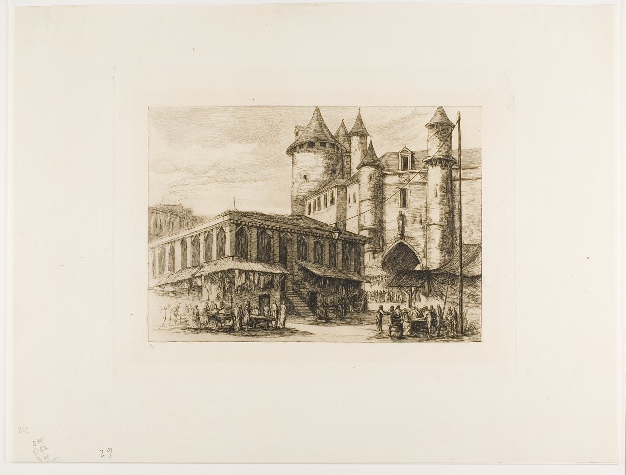 The Grand Châtelet, Paris, c. 1780, after an earlier drawing by Charles Meryon