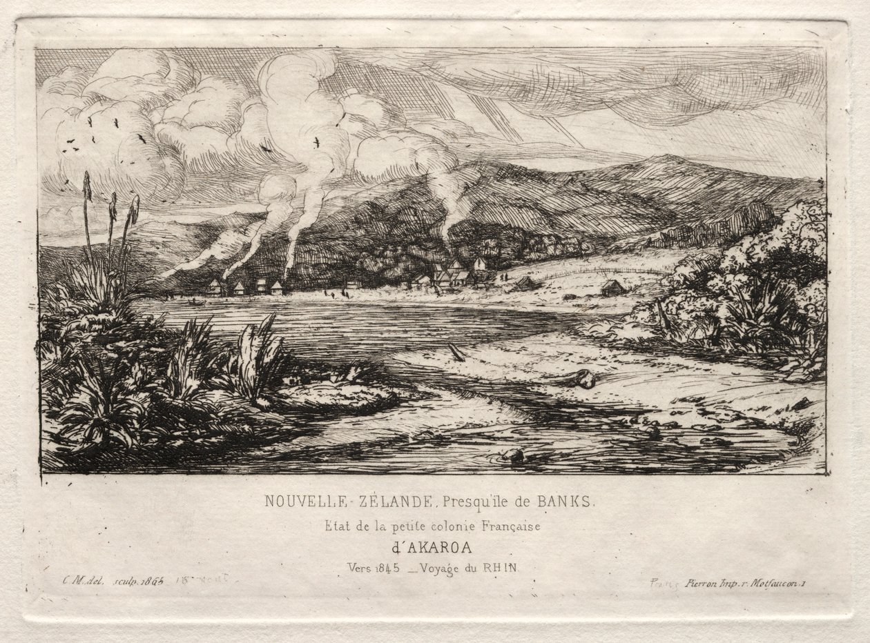 The Little French Colony at Akaroa, 1845, 1865 by Charles Meryon