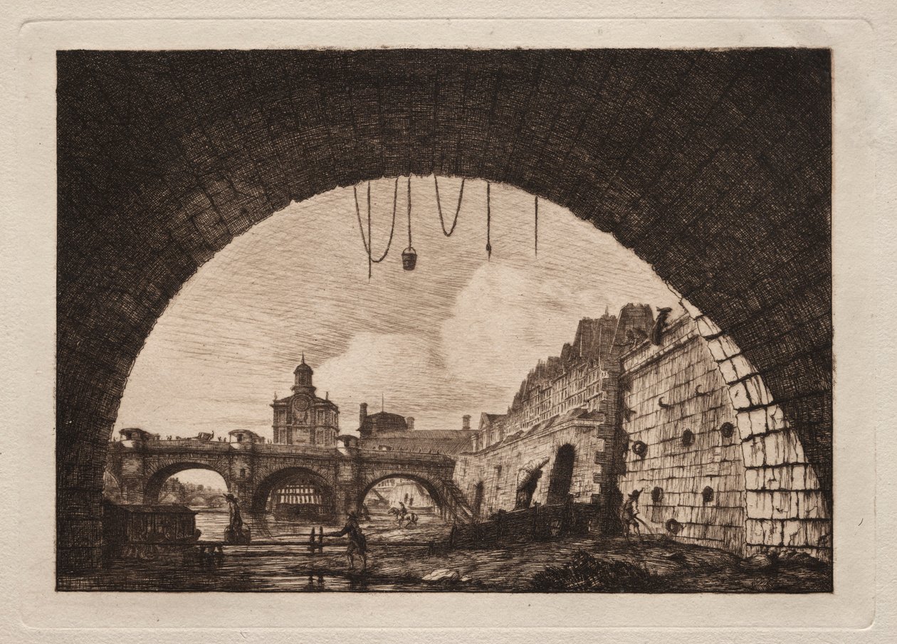 The New Bridge and the Samaritaine Seen from Under the First Arch by Charles Meryon