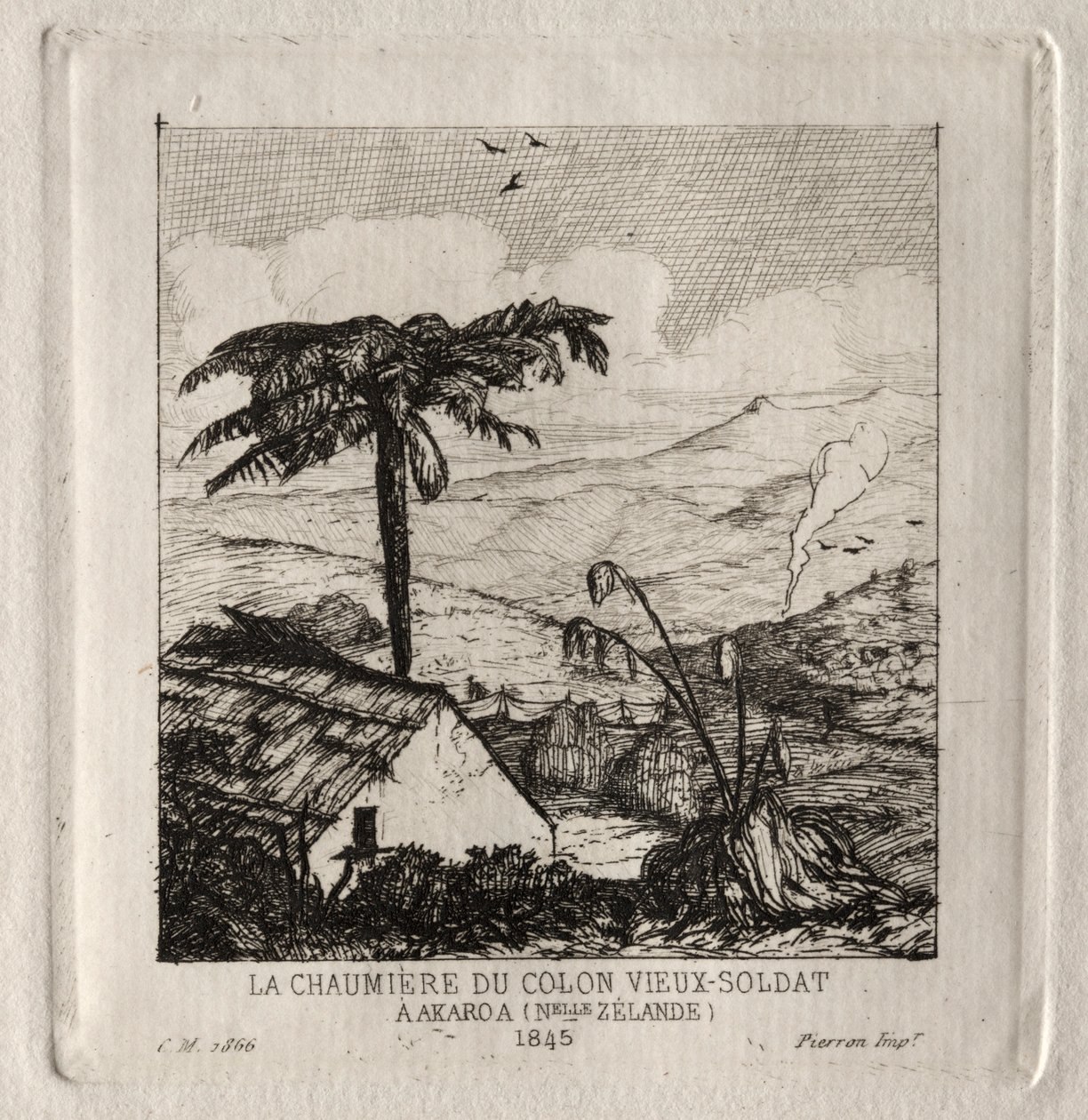 The Old-Soldier Settlers Hut at Akaroa, 1845 by Charles Meryon
