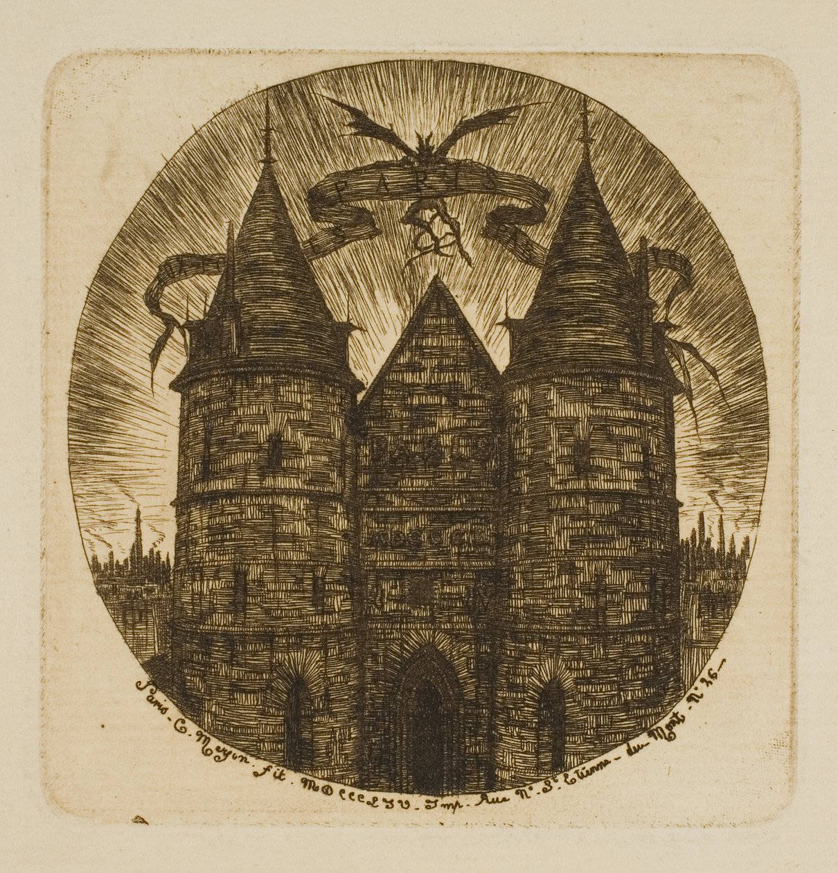The Old Gate of the Palais de Justice, Paris by Charles Meryon