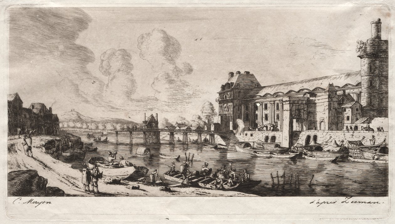 The Pavillon de Mademoiselle and Part of the Louvre by Charles Meryon