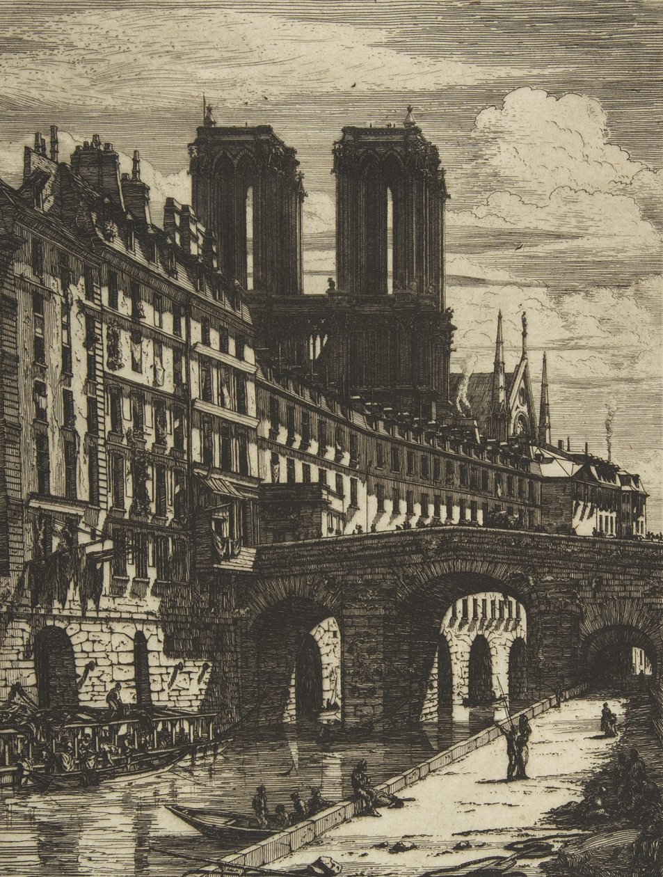 The Petit Pont, Paris by Charles Meryon