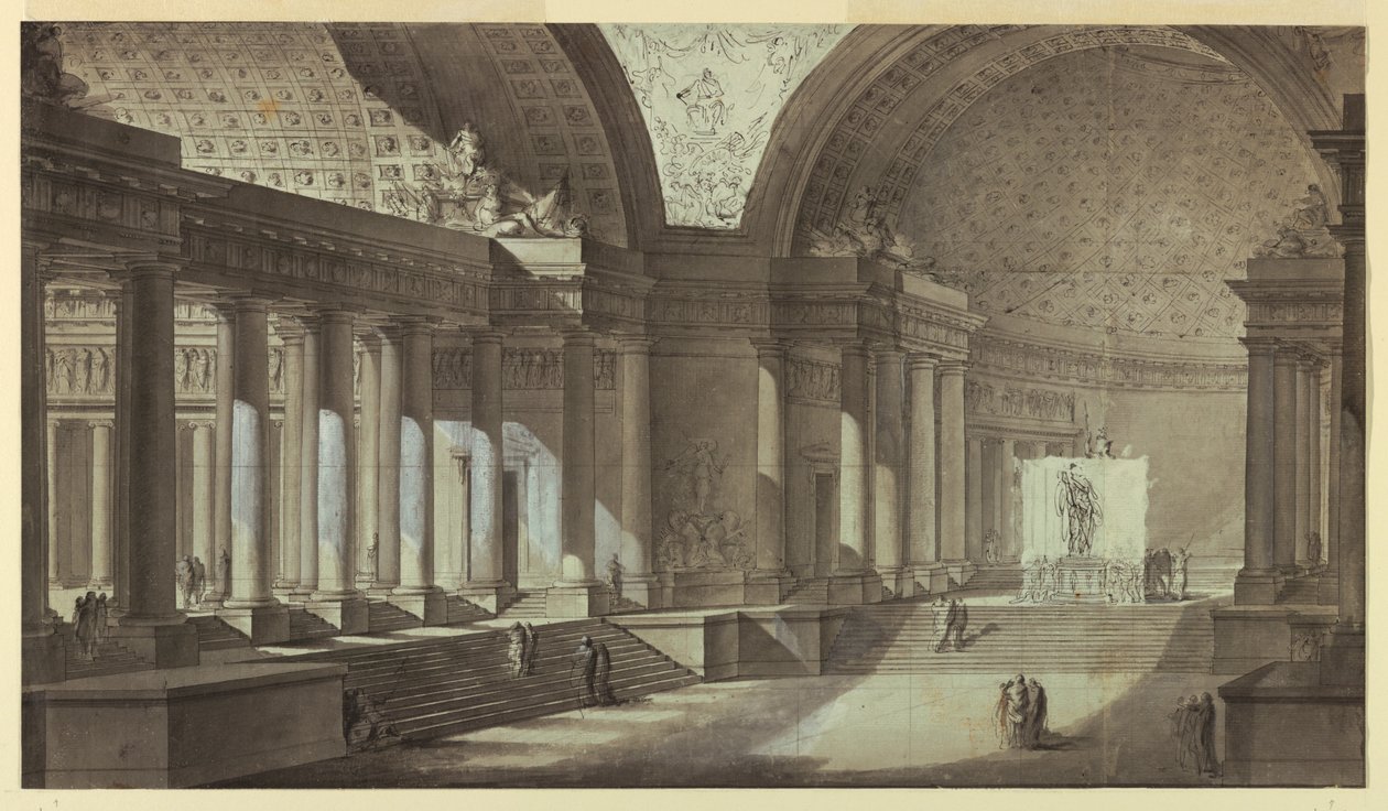 Architectural Fantasy: Temple of Athena Interior by Charles Michel Ange Challe