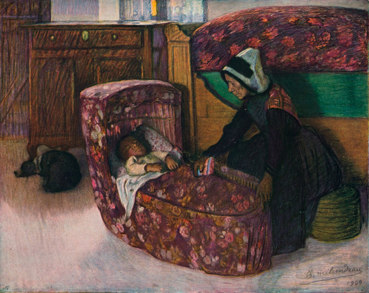 Mere Et Enfant, Interieur Vendeen by Charles Milcendeau