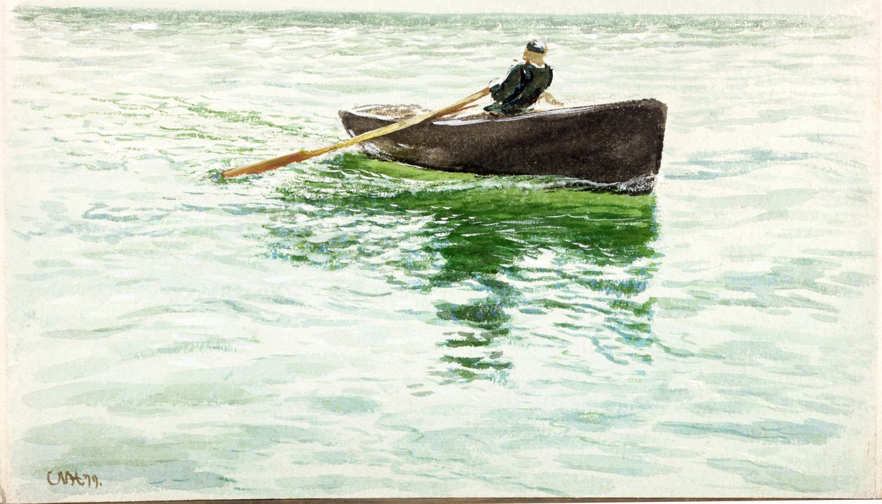 Man Rowing a Dinghy by Charles Napier Hemy