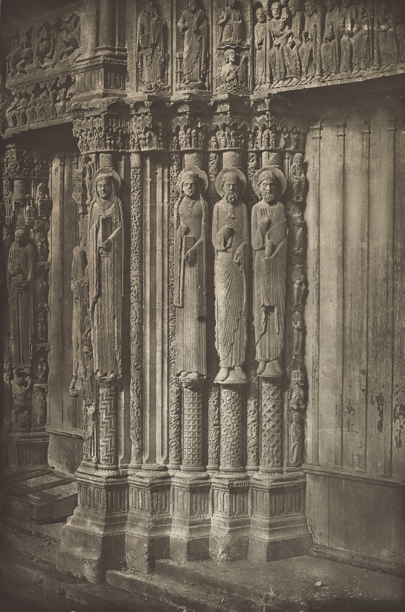 Chartres Cathedral, Right Door of the Royal Portal, West Side, 12th Century by Charles Nègre