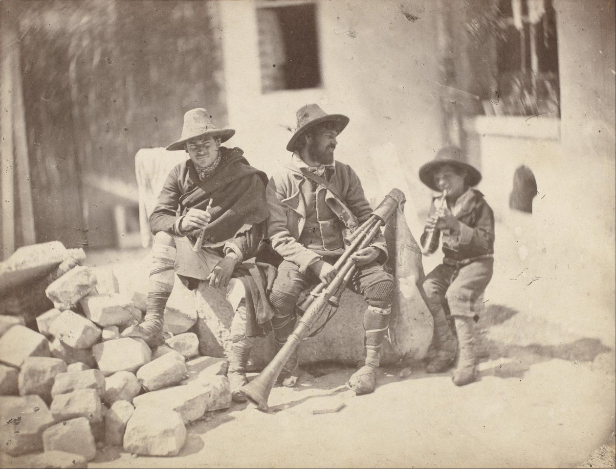 Seated Pifferari, Italian Street Musicians by Charles Nègre