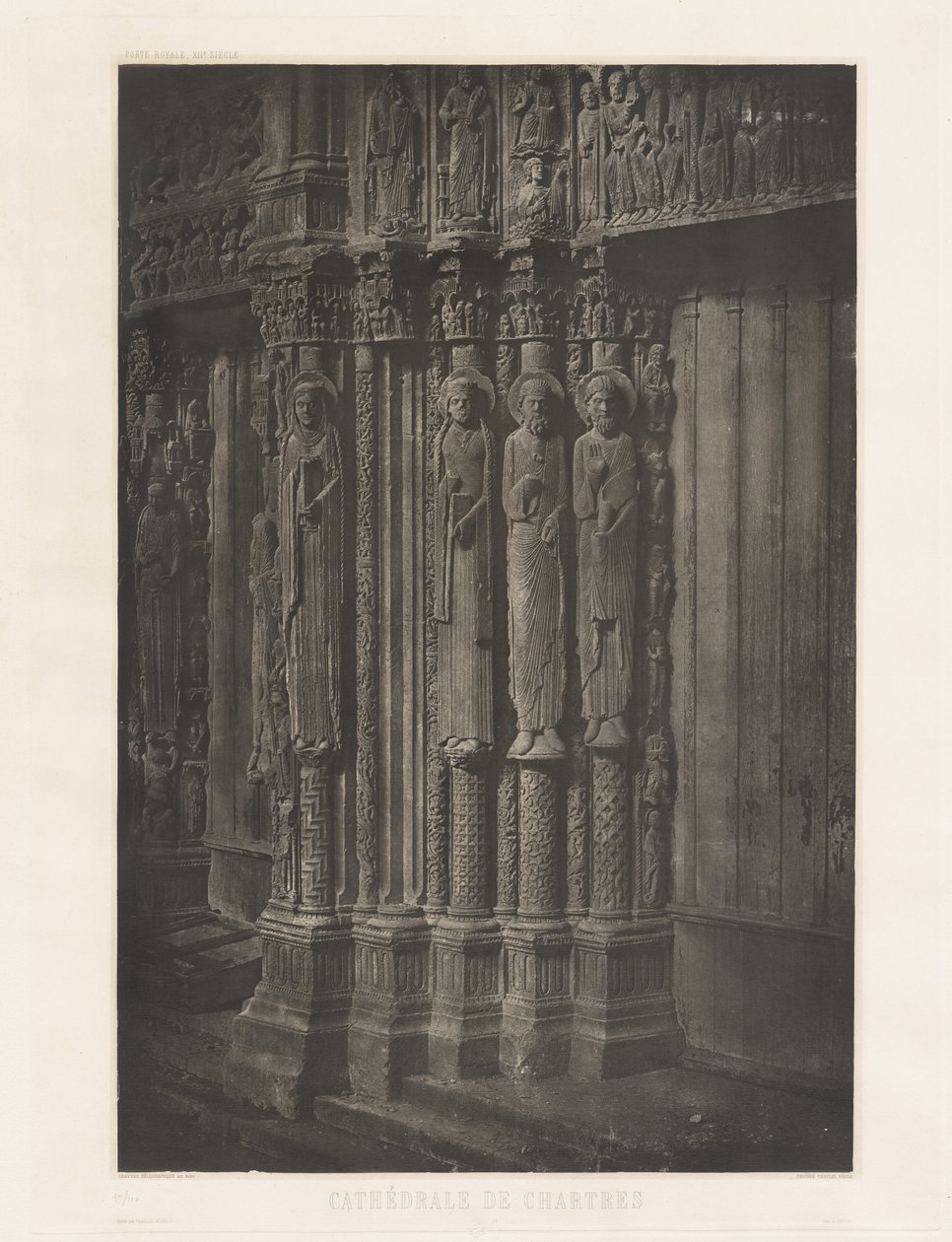 Plate XIII – Chartres Cathedral, Statue Columns in the Central Door of the Royal Entrance by Charles Nègre