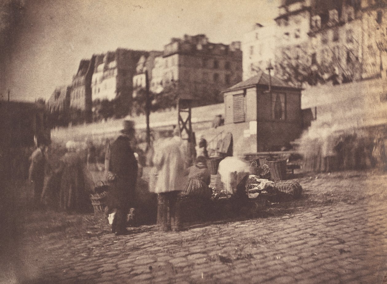 Paris Market Scene at the Port of the City Hall by Charles Nègre