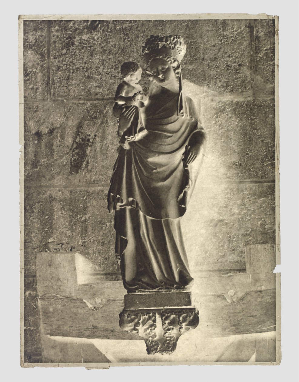 Sculpture of Mary with Child at Notre-Dame, Paris by Charles Nègre