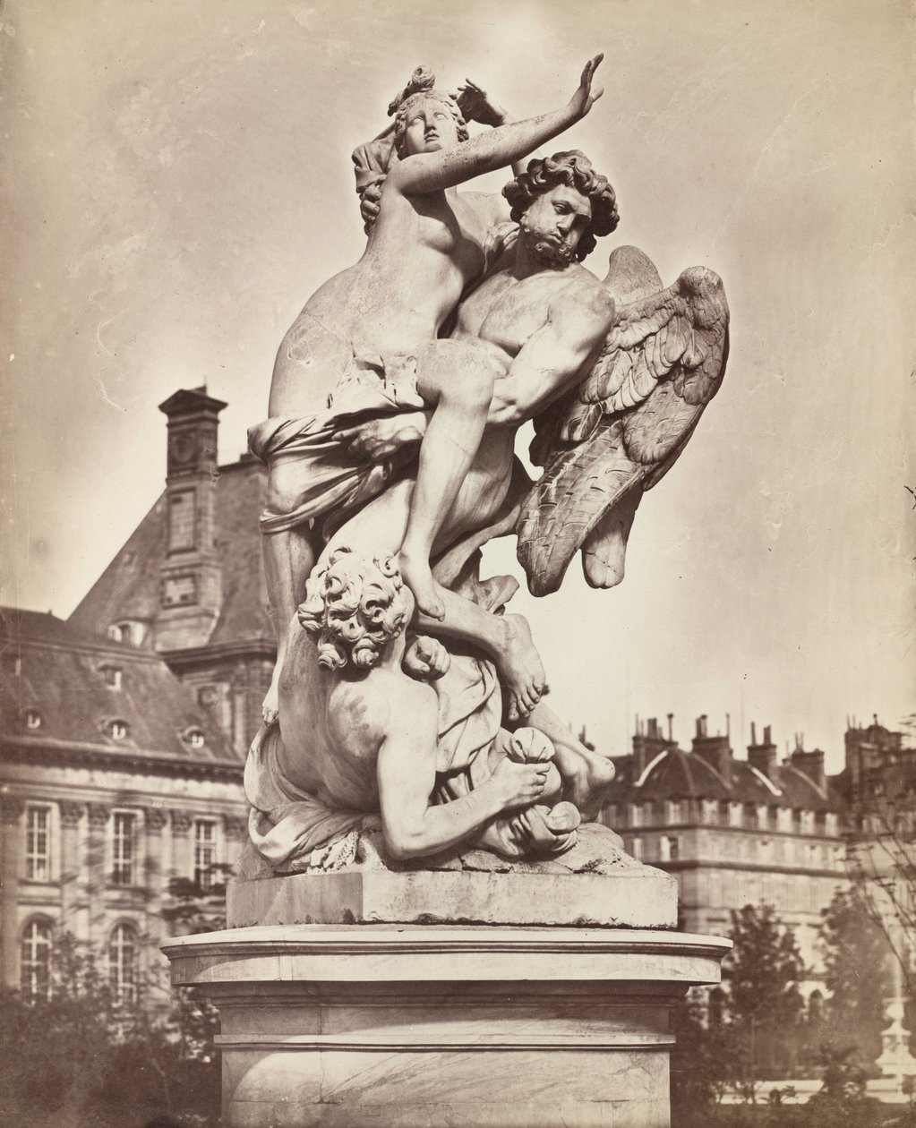 Statue of the Tuileries: G. Marsy and A. Flamen: Boreas Abducting Oreithyia, 1859 by Charles Nègre
