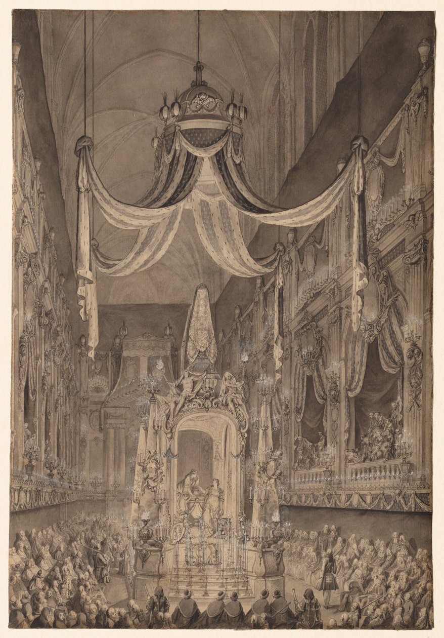Funeral for Marie-Thérèse of Spain, Dauphine of France, in the Church of Notre Dame, Paris, on November 24, 1746 by Charles Nicolas Cochin