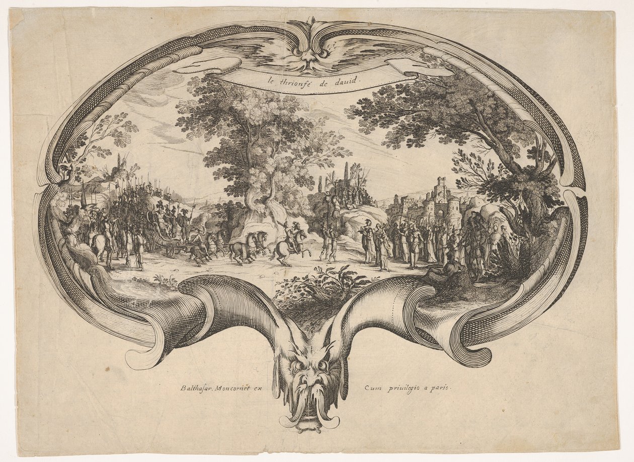 The Triumph of David, from a fan by Jacques Callot by Charles Nicolas Cochin