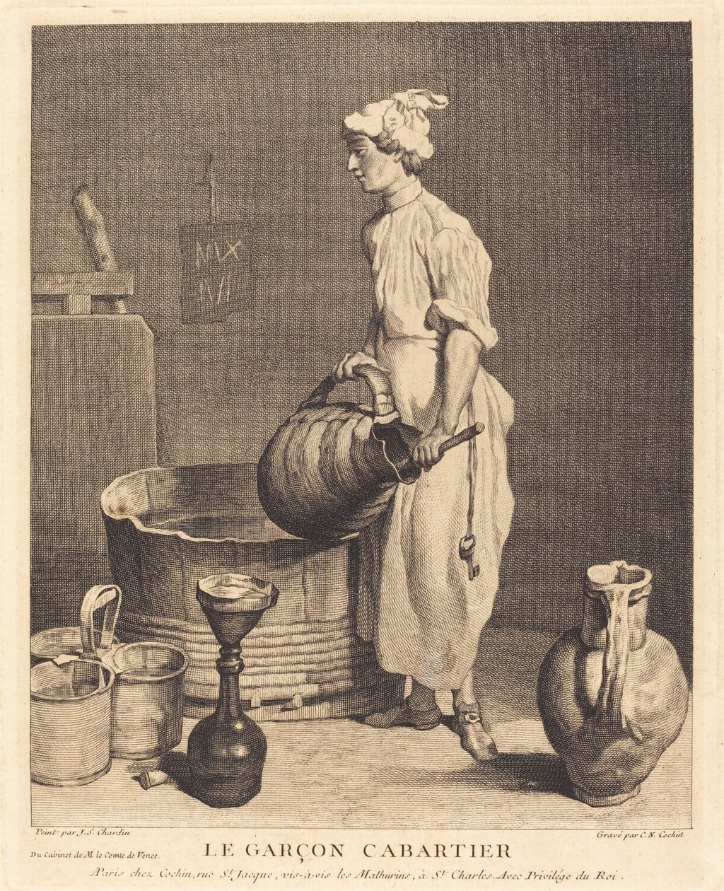 The Waiter Boy by Charles Nicolas Cochin I after Jean Siméon Chardin