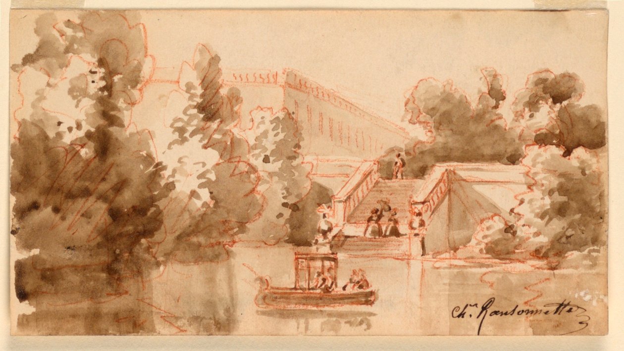 Imaginary View of the Castle Vaux-le-Vicomte by Charles Nicolas Ransonnette